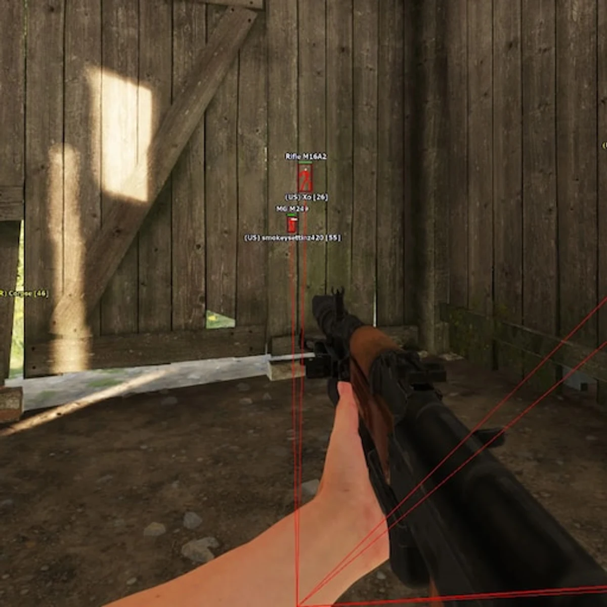Arma Reforger ESP, silent aim Aimbot and loot highlight in-game screenshot